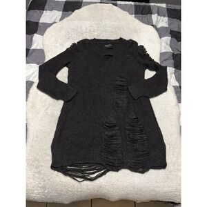 AllSaints Womens Dama Jumper Dress Distressed Alpaca Wool Blend Size 10 Black